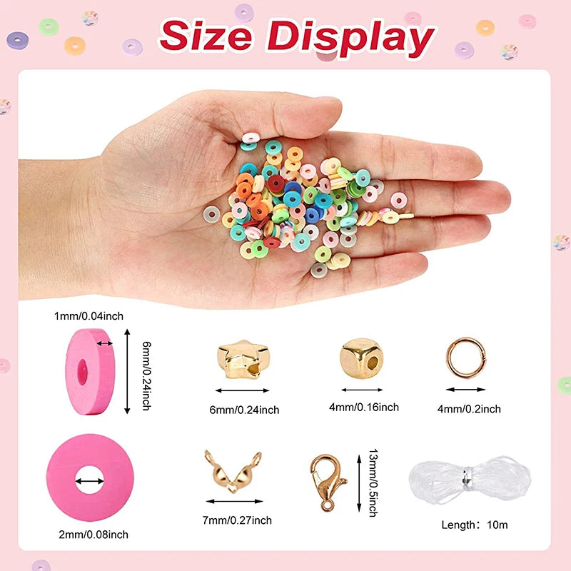 Rainbow Color Clay Beads Letter Beads Bracelet Kit 24 Beads