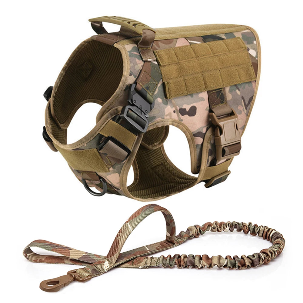 Tactical Dog Harness Leash Set for Large Dogs No Pull
