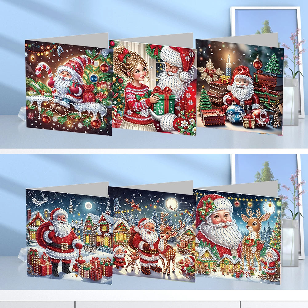 6pcs Diamond Painted Greeting Cards DIY Rhinestone Painting