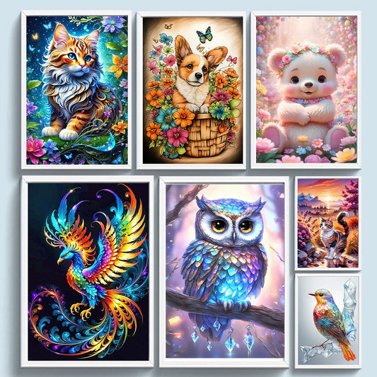 5D DIY Full Round Drill Diamond Painting Animal Kit Gift