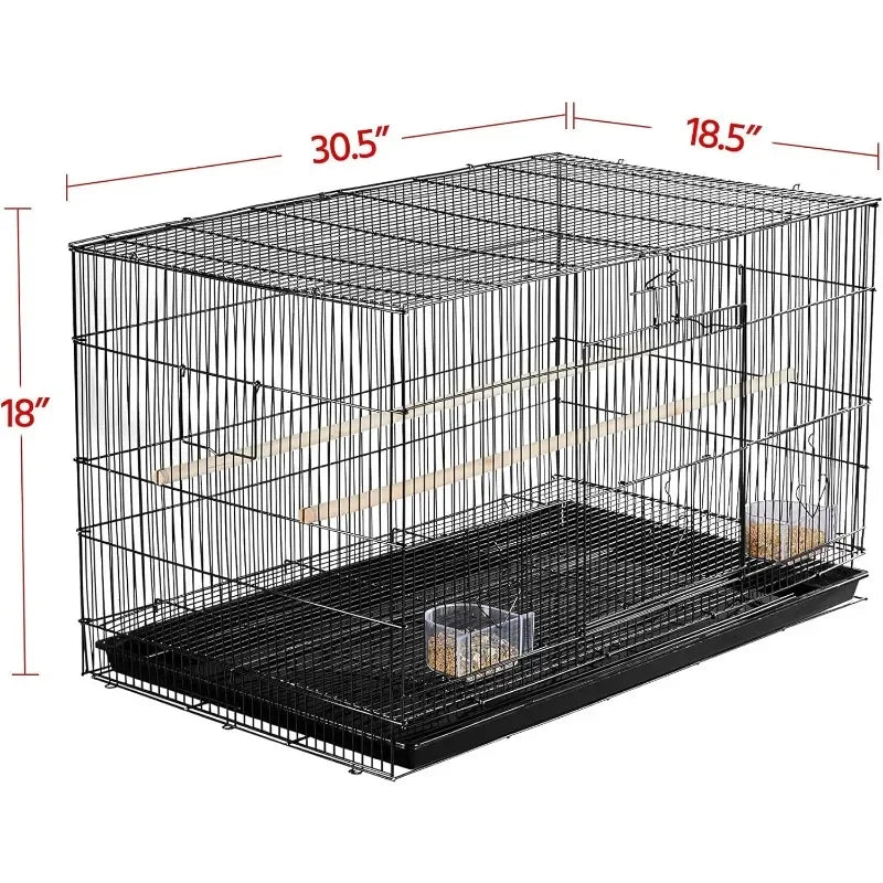 30'' Length Flight Bird Cage Iron Flight Parrot Cage for Small Parrots Parakeets Cockatiels Budgies Conures Quaker Parrot