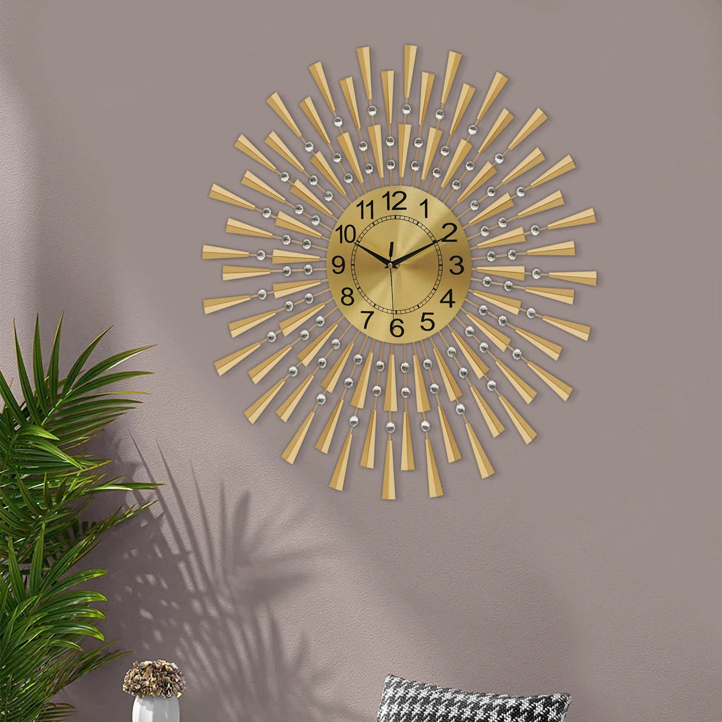 Large Wall Clocks for Living Room Decor Modern Gold Silent Wall Clock Battery Operated Non-Ticking for Bedroom Kitchen Office