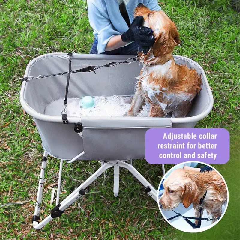 Elevated Dog Bath Tubs Foldable Grooming Station Adjustable