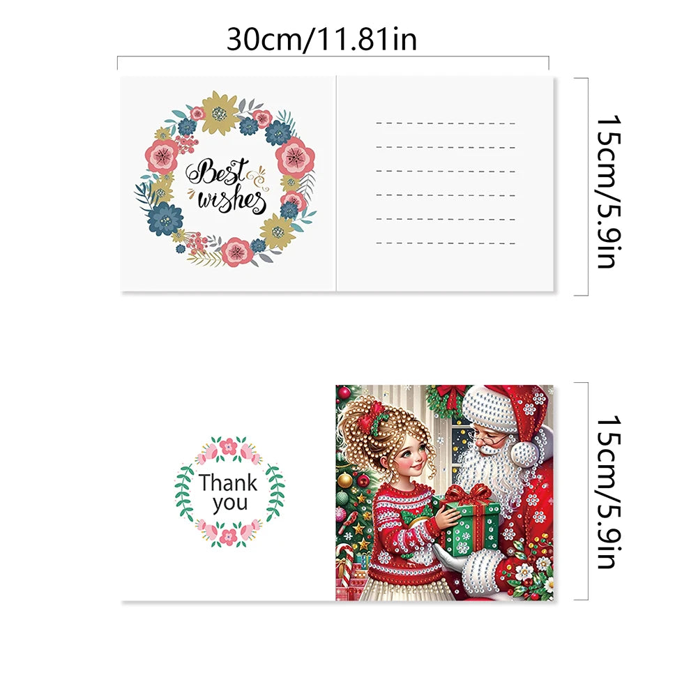 6pcs Diamond Painted Greeting Cards DIY Rhinestone Painting