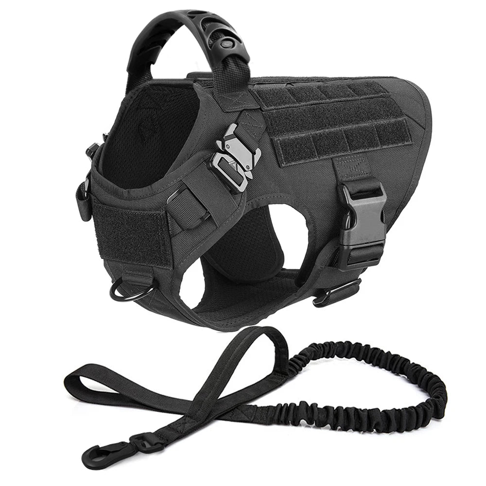 Tactical Dog Harness Leash Set for Large Dogs No Pull