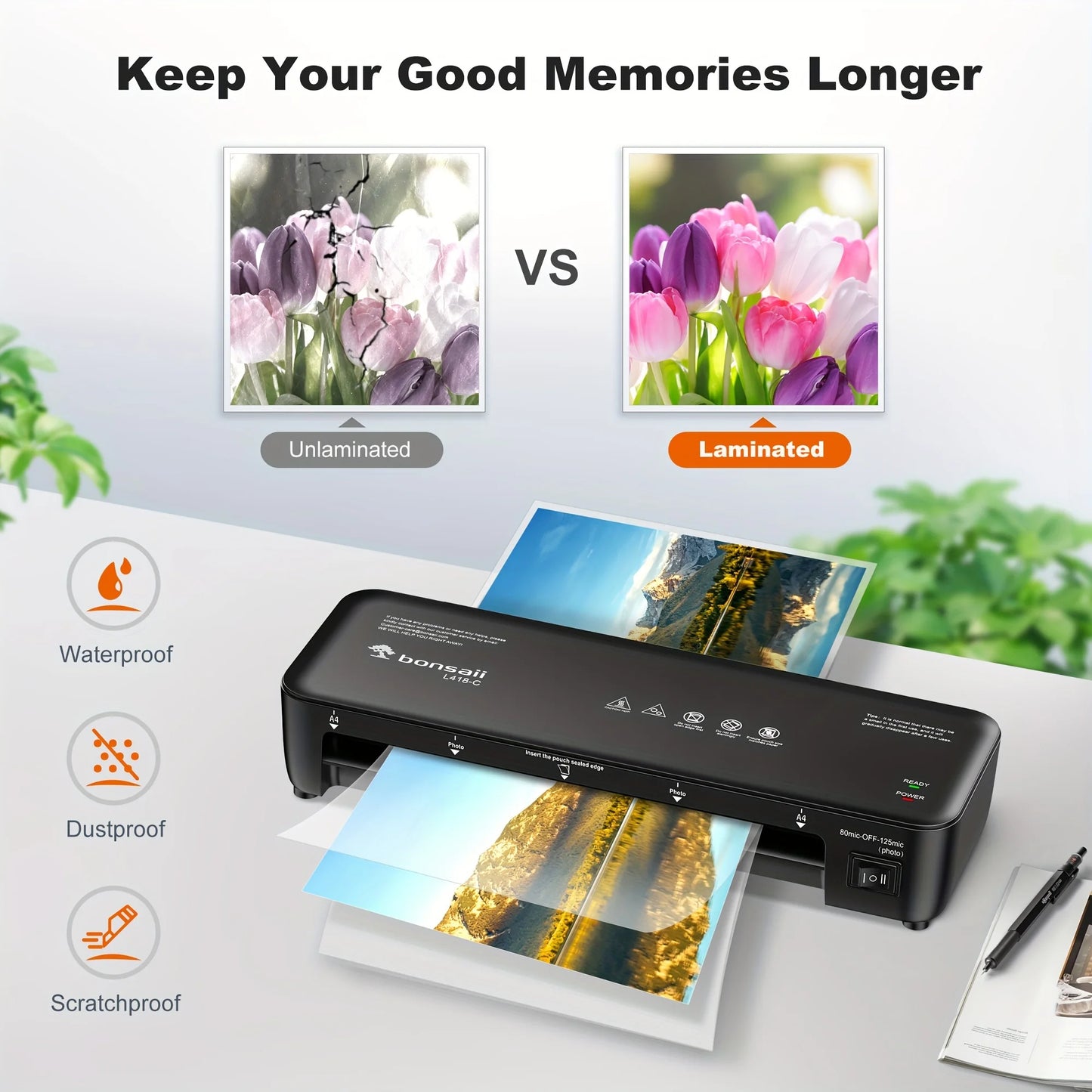 BONSAII 9" 4-in-1 Laminator with Never Jam Tech for Home