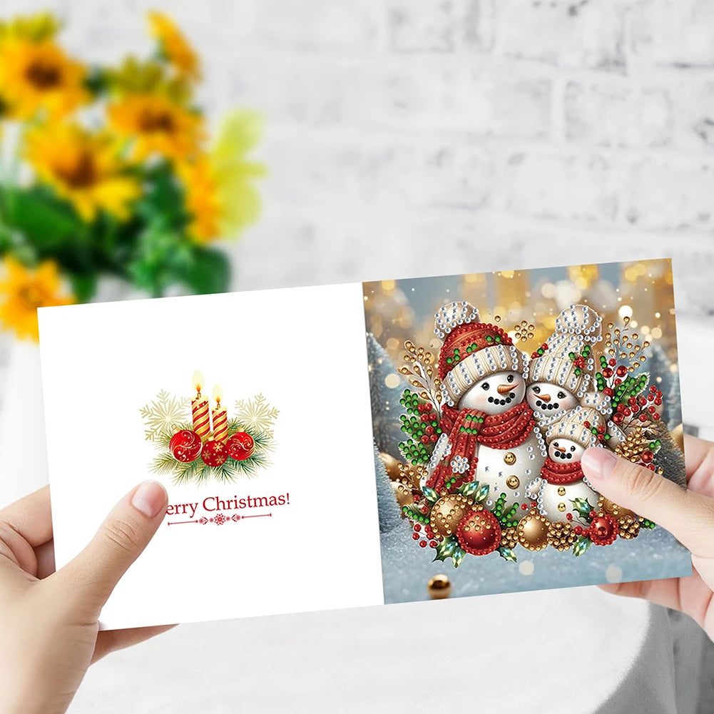 4/6/12pcs Diamond Painting Greeting Card 5D Christmas Mosaic Thank You Card Birthday Gift