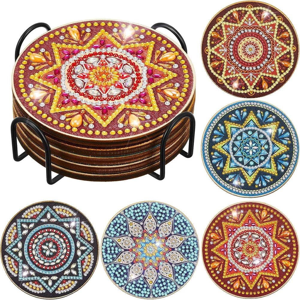 5 Pcs Diamond Art Painting Coasters Kit Mandala Pattern