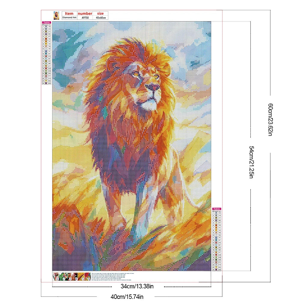 5D DIY Full Round Drill Diamond Painting Animal Kit Home Decor Art Craft 40x60cm