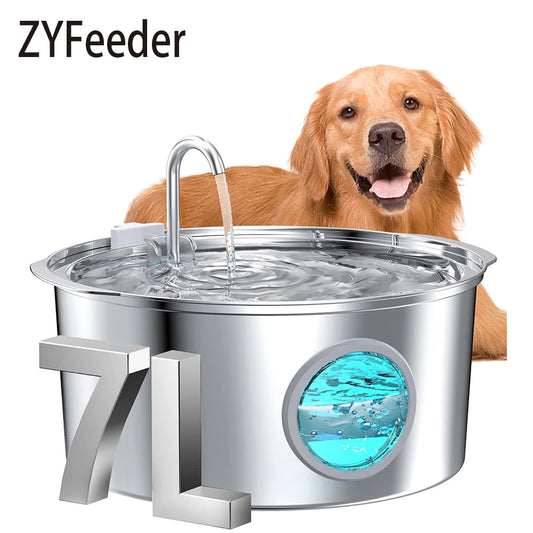 7L Large Capacity Stainless Steel Cat Dog Water Fountain