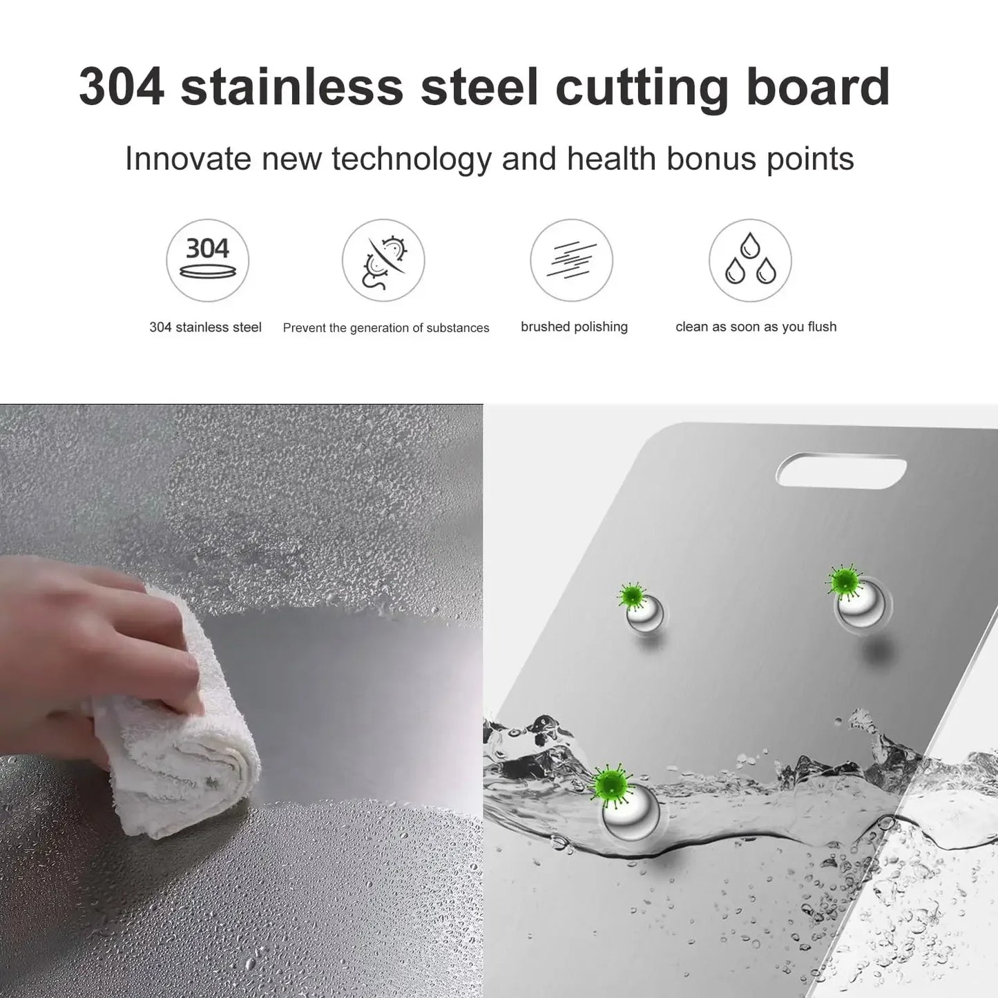 304 Stainless Steel Double Sided Cutting Board 46x30CM