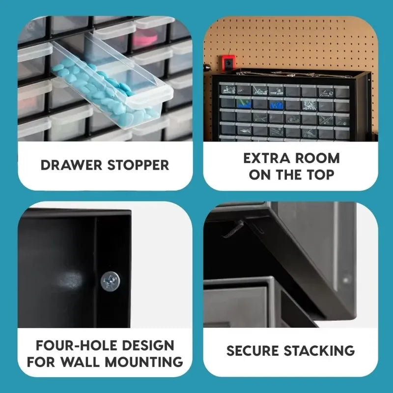 64 Drawer Parts Cabinet Plastic Organizer For Hardware Tools