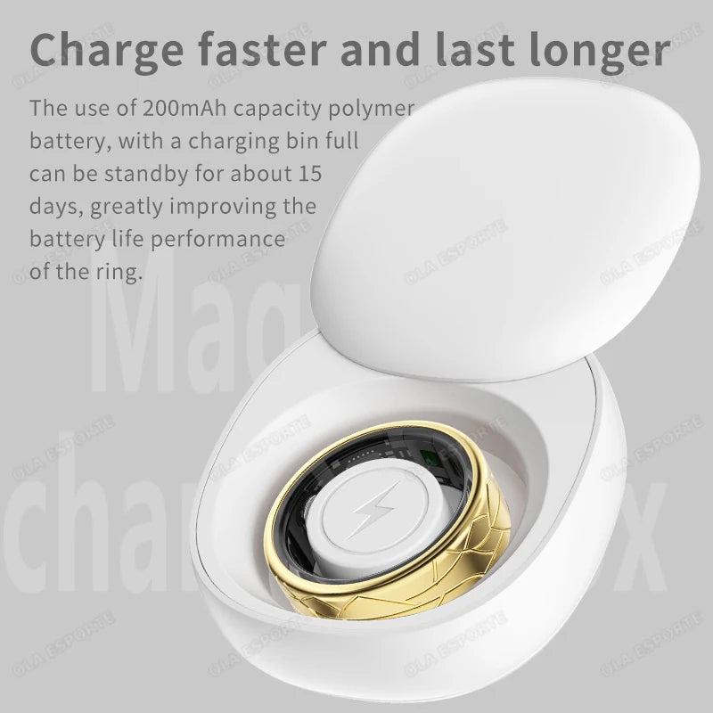 For Galaxy Pattern Smart Ring for Men Women Health Sleep Monitor Heart Rate Waterproof Multi-Sport Samsung Couple SmartRing Gold