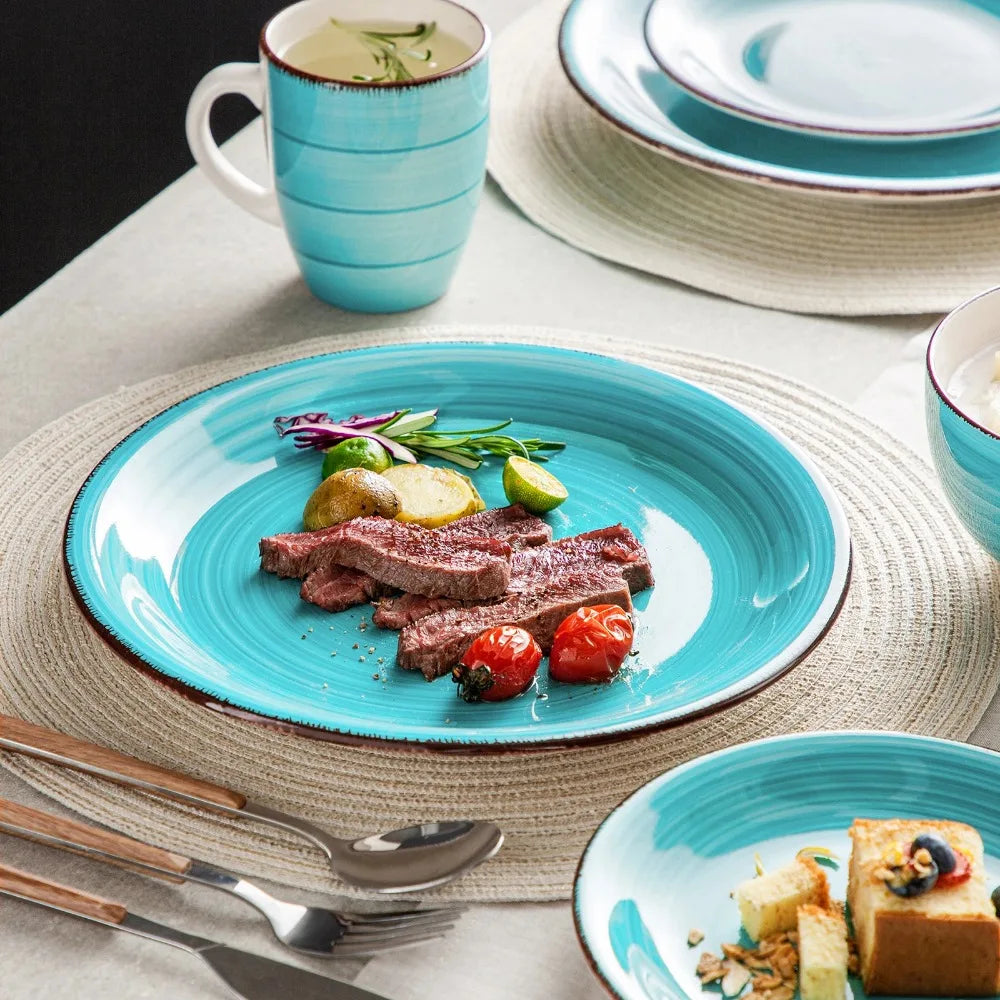 Vancasso Bella 16PCS Porcelain Dinnerware Set Vintage Ceramic Plate Set with Dinner Plate Dessert Plate Bowl Mug