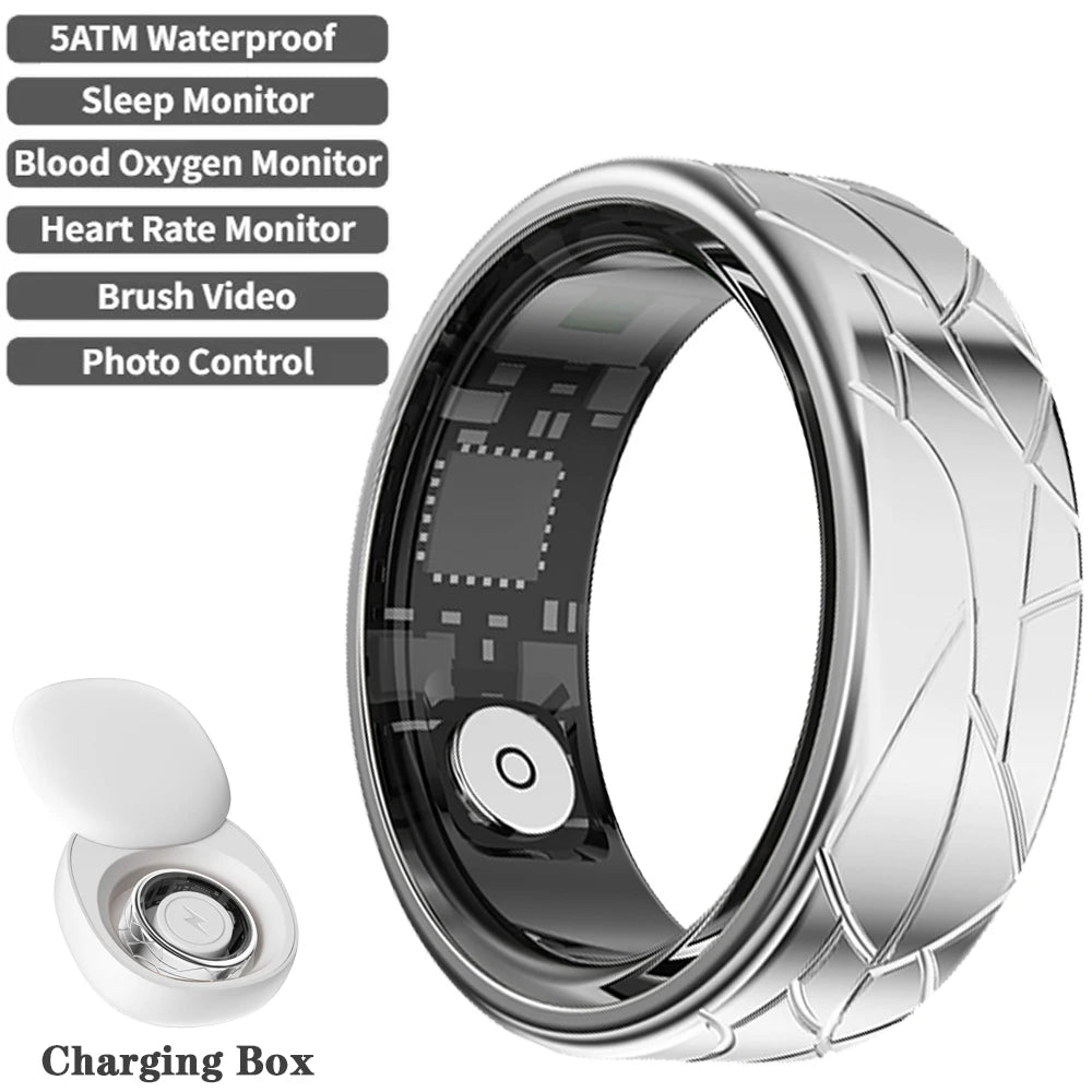 For Galaxy Pattern Smart Ring for Men Women Health Sleep Monitor Heart Rate Waterproof Multi-Sport Samsung Couple SmartRing Gold