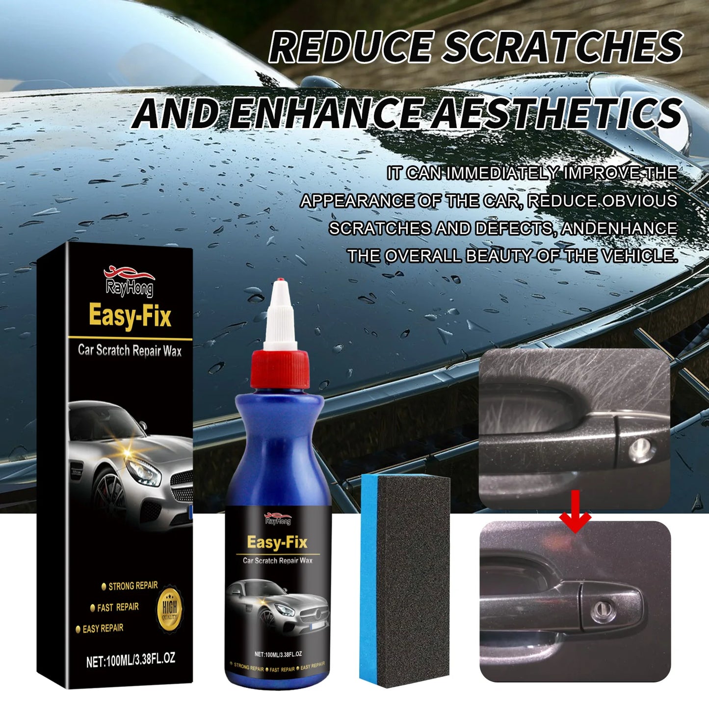 Car Scratch Repair Wax Car Paint Scratch Repair Abrasive Polishing Coating Restore Luster Refurbished Repair Wax
