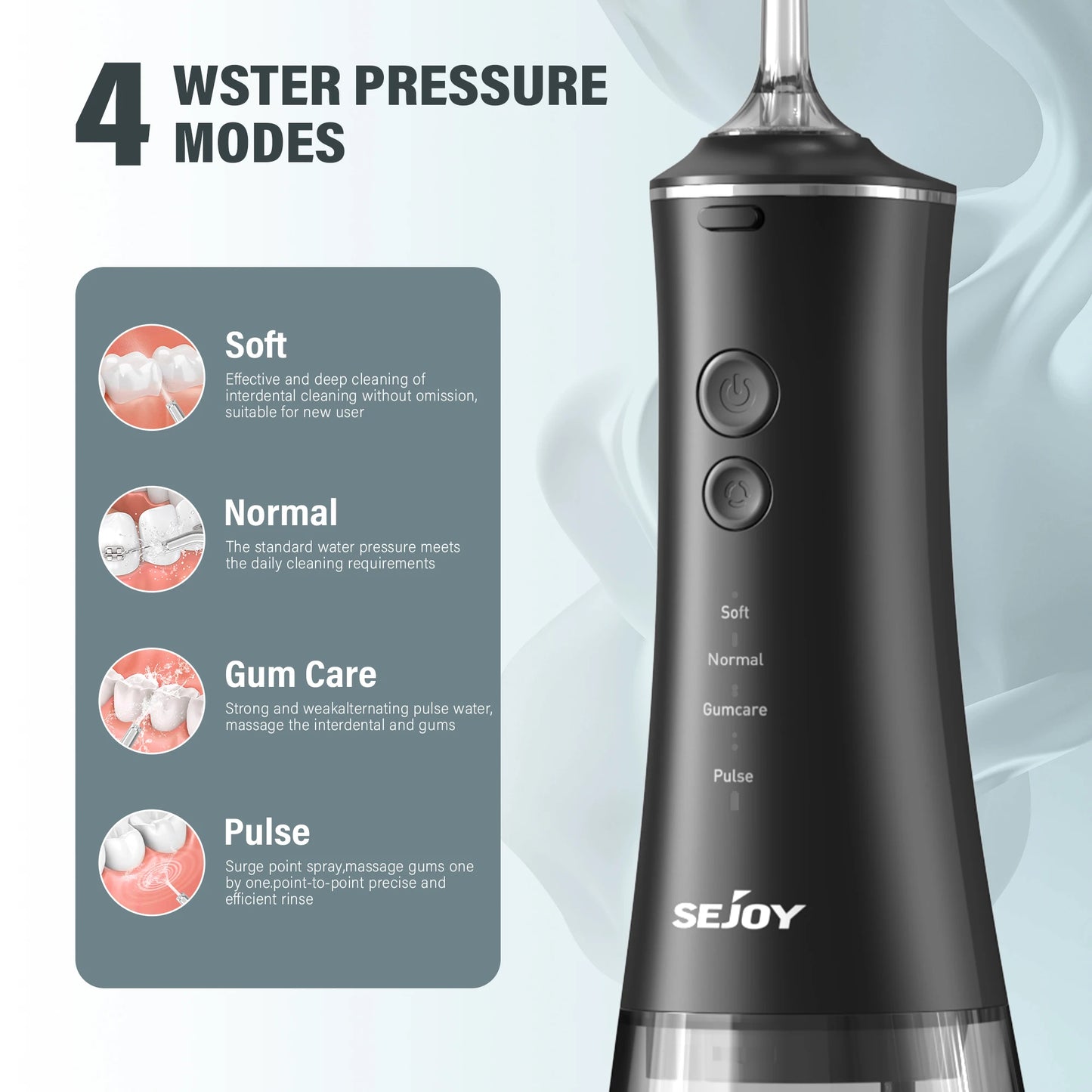 Sejoy Water Flosser 4 Nozzles 4 Modes Premium Rechargeable