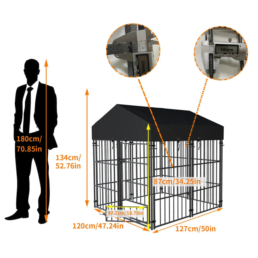 Heavy Duty Large Dog Kennel Welded Metal Playpen Roof Cover