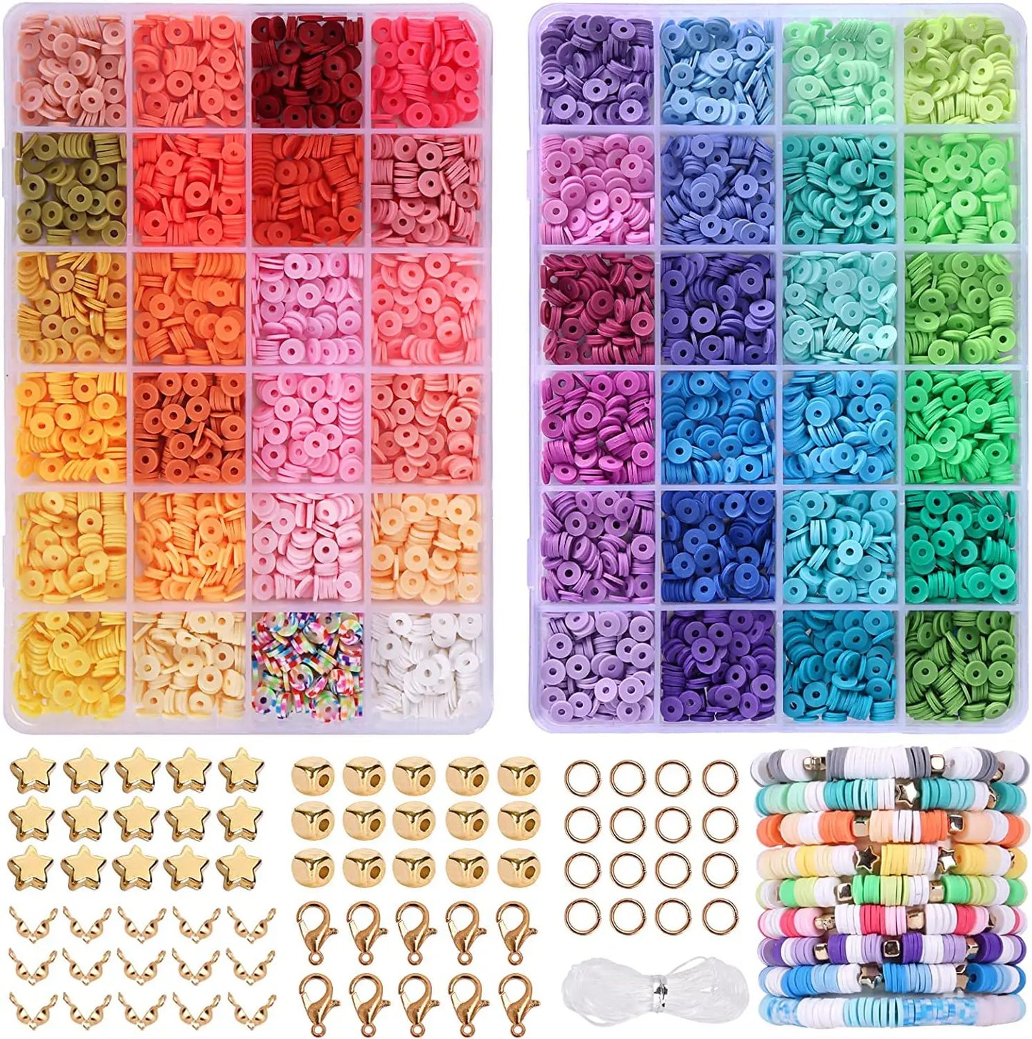 Rainbow Color Clay Beads Letter Beads Bracelet Kit 24 Beads
