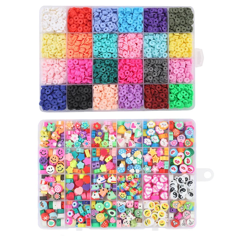 Rainbow Color Clay Beads Letter Beads Bracelet Kit 24 Beads