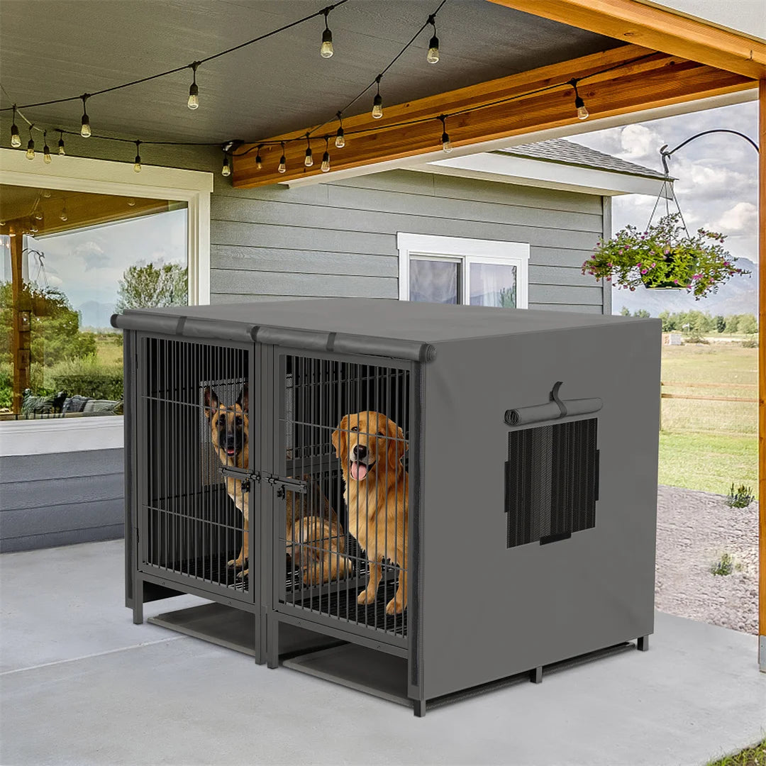 2 in 1 Large Heavy Duty Metal Dog Cage with Removable Divider
