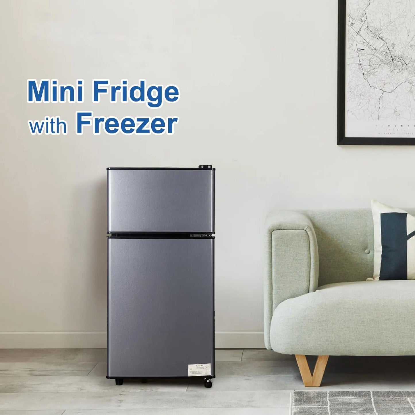 Mini Fridge With Freezer 2.9 Cu Ft Double Door Energy Saving