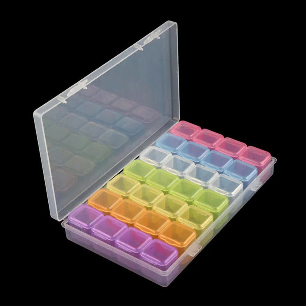 Diamond Art Painting Bead Storage 28 Grids Diamond Art Accessories Boxes Plastic Organizer Bead Organizer Container