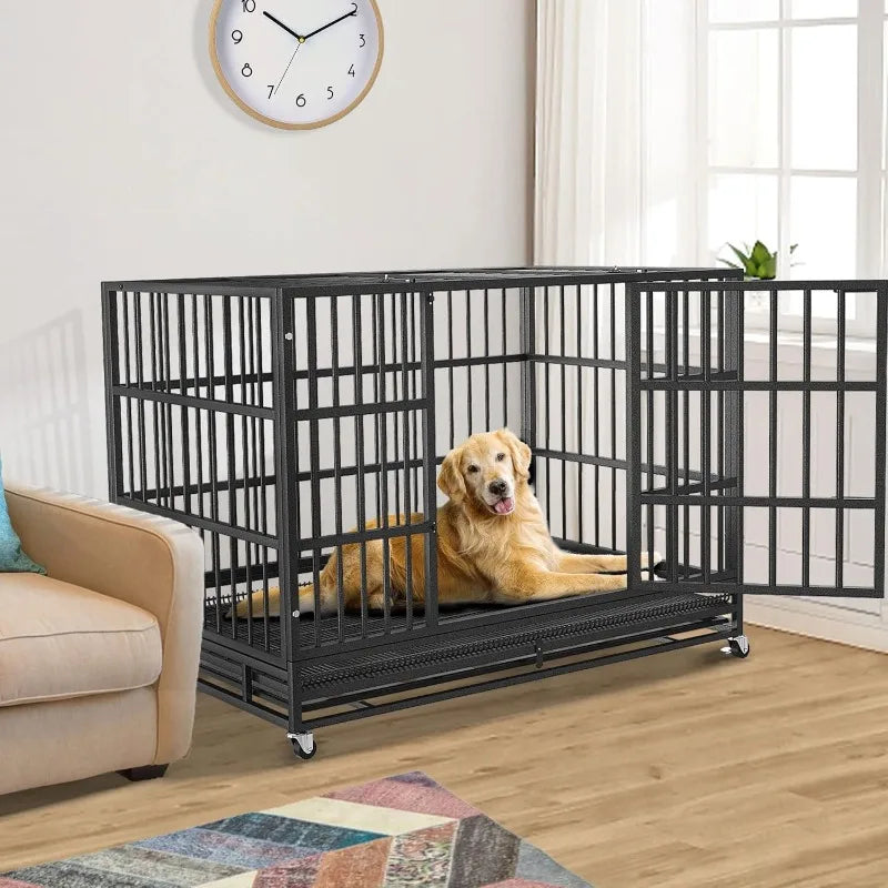 54 Inch Heavy Duty Indestructible Escape-Proof Dog Crate