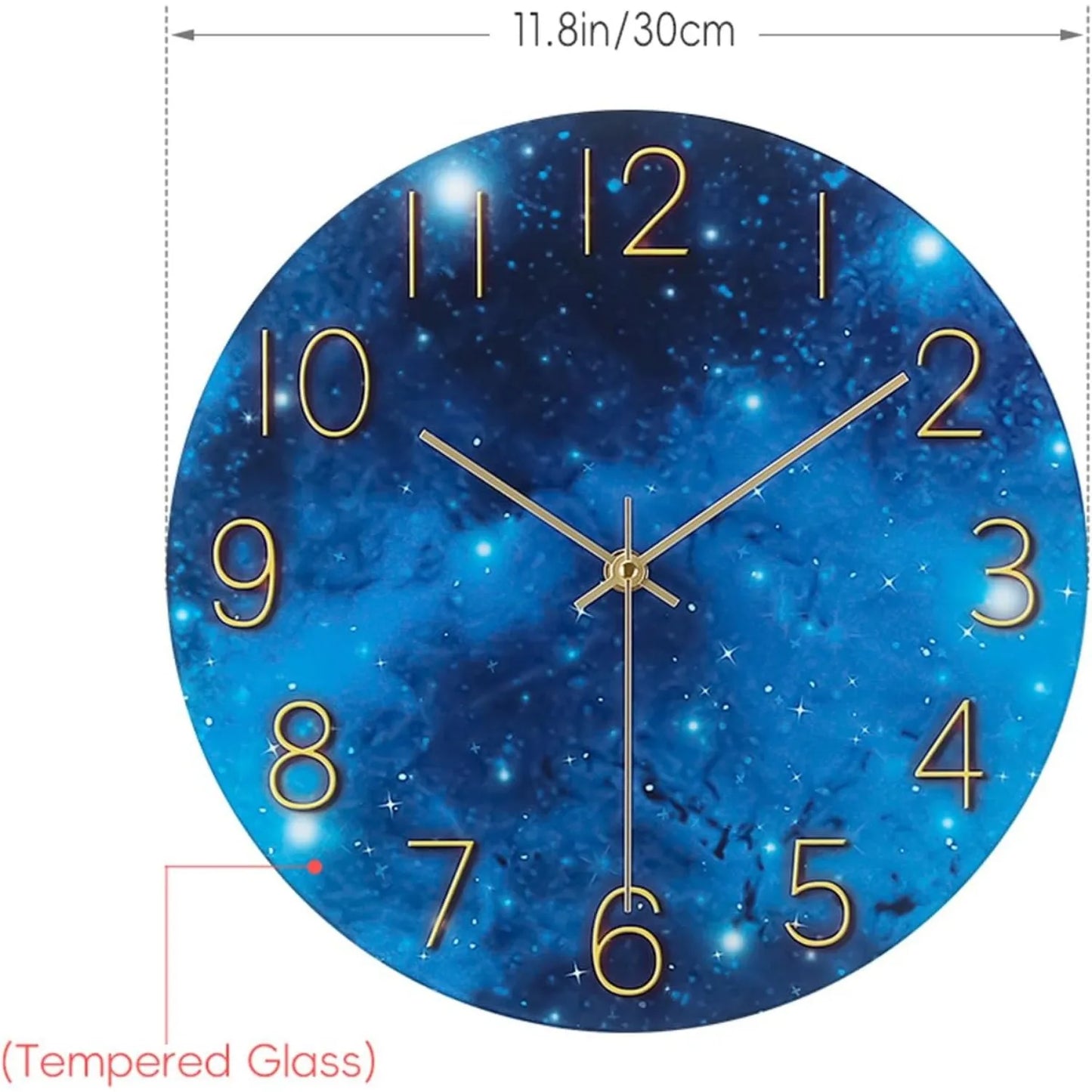 12 Inch Silent Wall Clock Cosmic Galaxy Battery Operated
