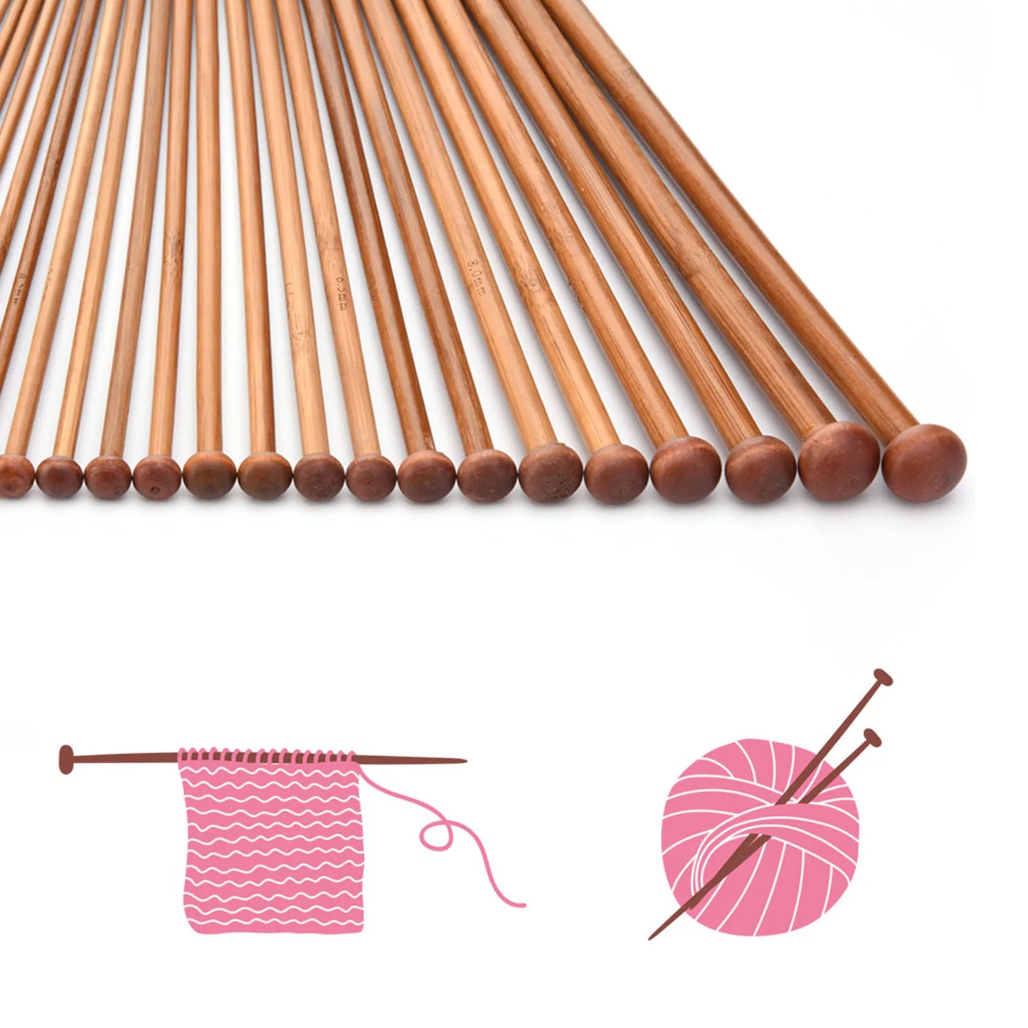 36 PCS Knitting Needles, Single Point Carbonized Knitting Needles Point Protectors DIY Handmade