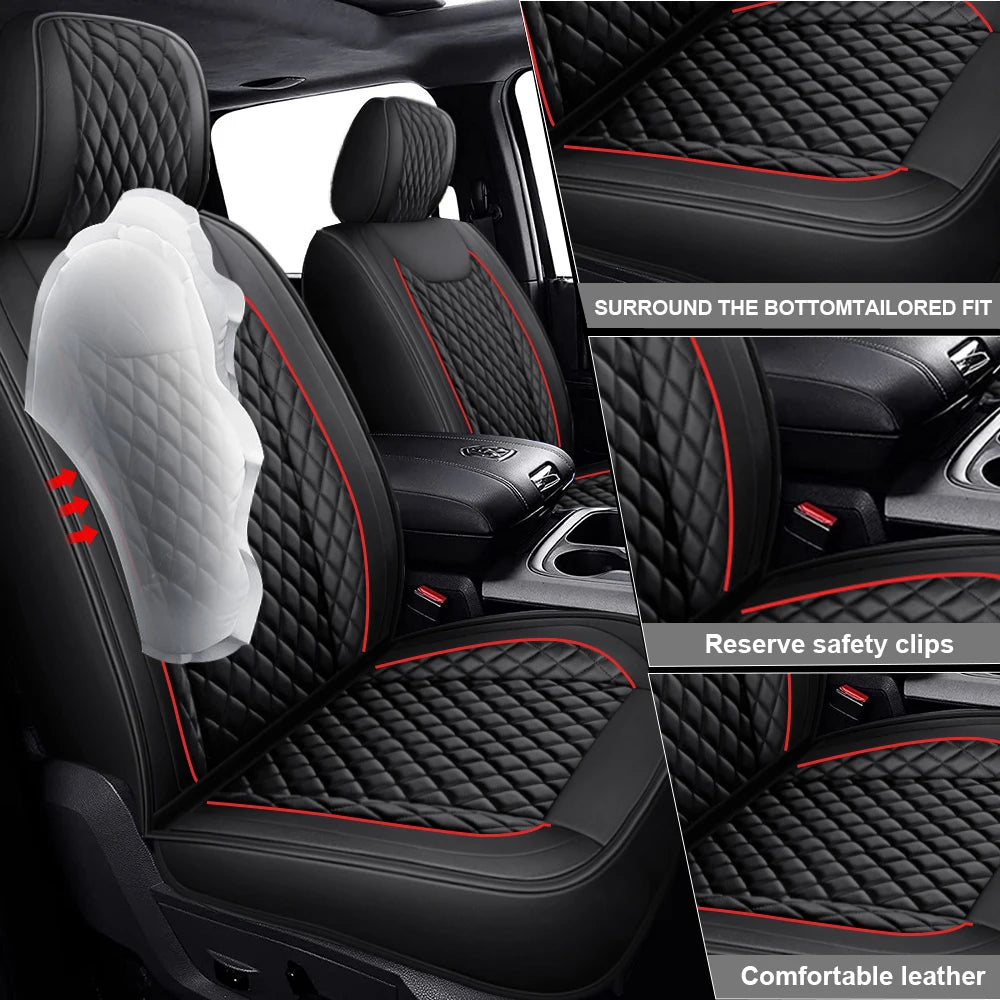 Deluxe 5 Seats Full set PU leather Car Seat Covers Protect Cushions For Dodge Ram 2009-2021 1500 2010-2021 2500 3500