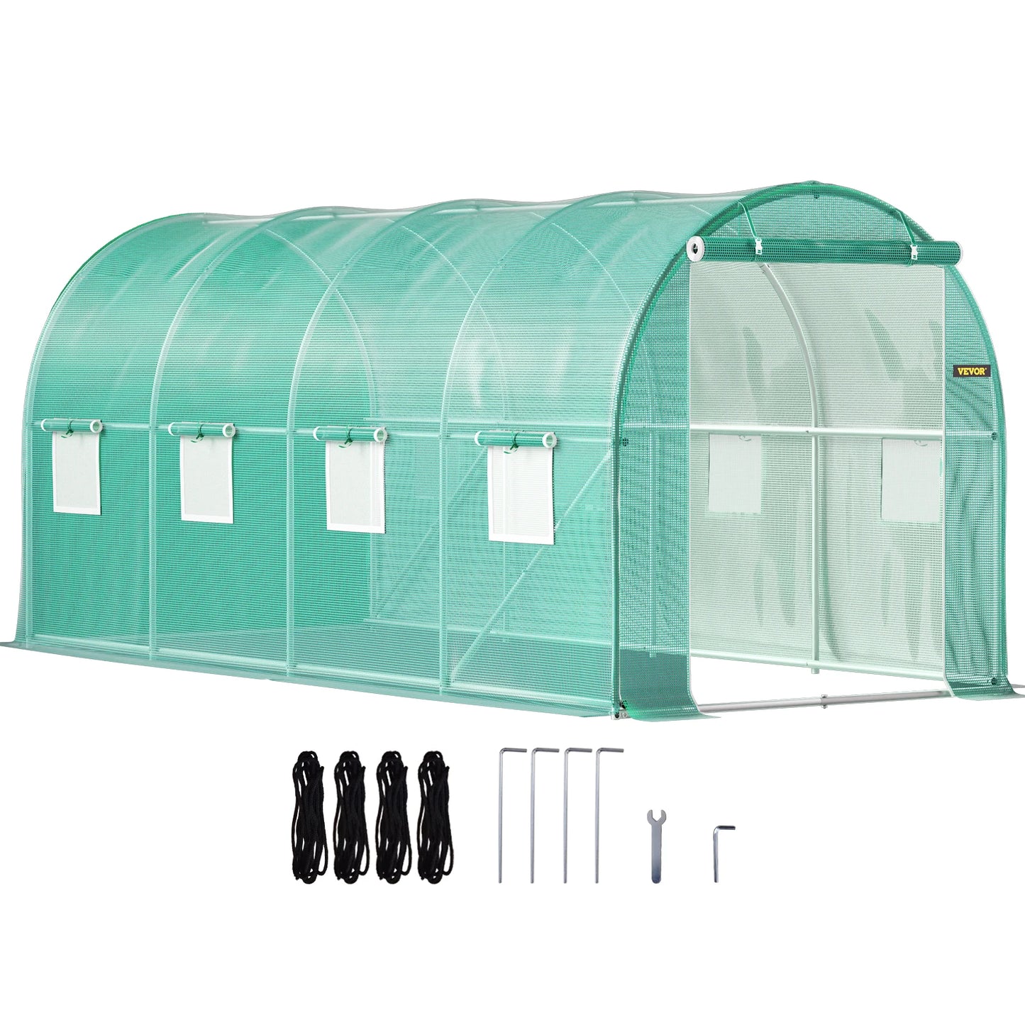 SucceBuy Walk In Greenhouse With Galvanized Frame 15x7x7