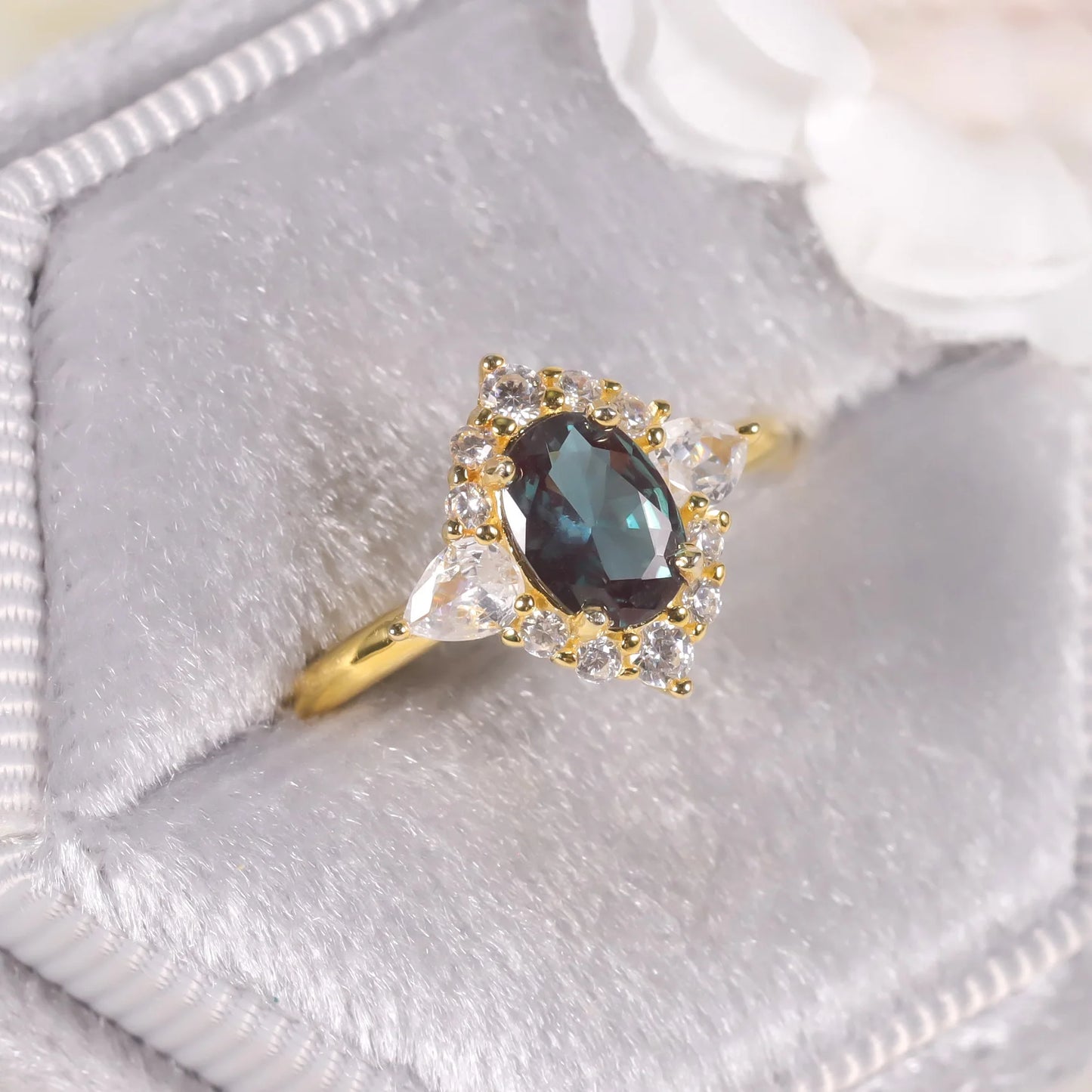 Gems Ballet Oval 5x7 Alexandrite Ring 925 Sterling Silver