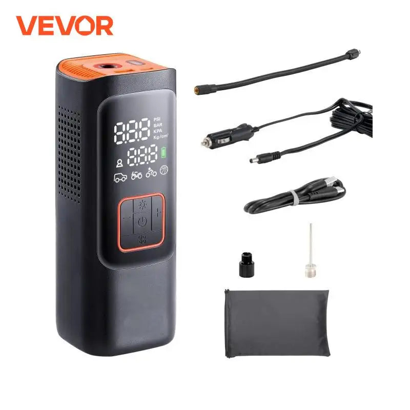VEVOR Tire Inflator Portable Air Compressor 7800mAh Battery & 12V DC Dual Power 2X Faster 160PSI for Car Motorcycle Bike Ball