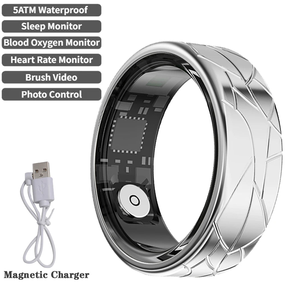 For Galaxy Pattern Smart Ring for Men Women Health Sleep Monitor Heart Rate Waterproof Multi-Sport Samsung Couple SmartRing Gold