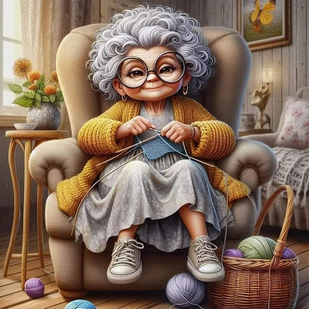 5D DIY Full Round Diamond Painting Grandma Kit Home Decor