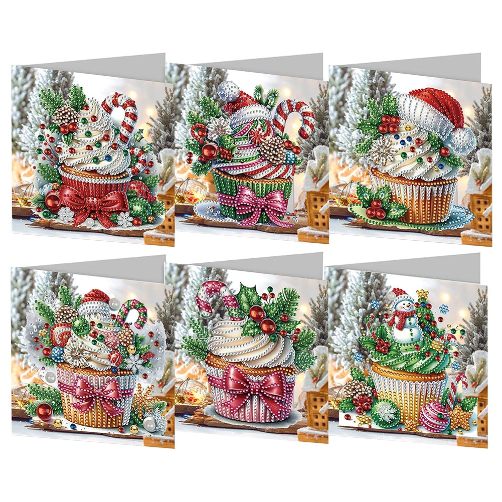 6pcs Diamond Painted Greeting Cards DIY Rhinestone Painting