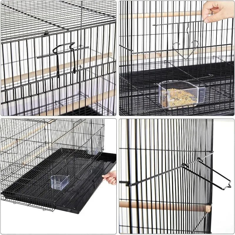30'' Length Flight Bird Cage Iron Flight Parrot Cage for Small Parrots Parakeets Cockatiels Budgies Conures Quaker Parrot
