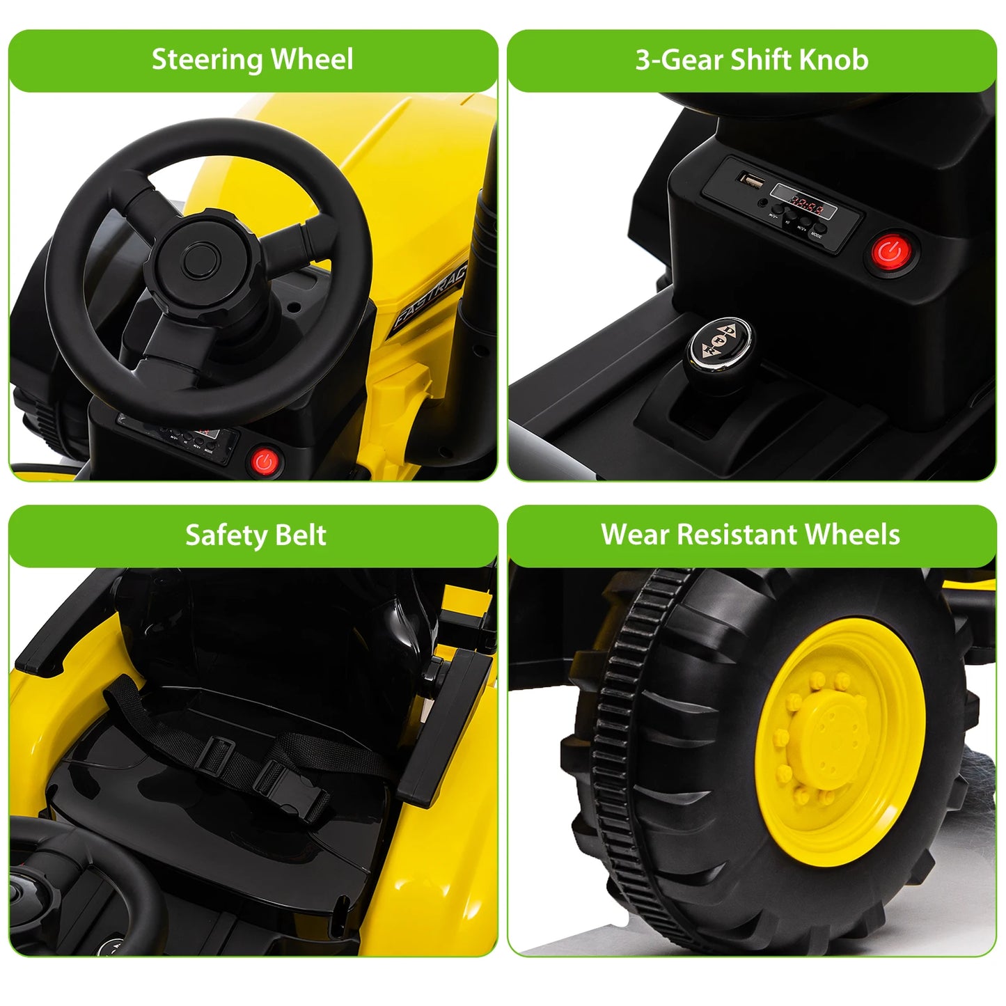 Kids Ride On Tractor 12V Remote Control Bluetooth USB