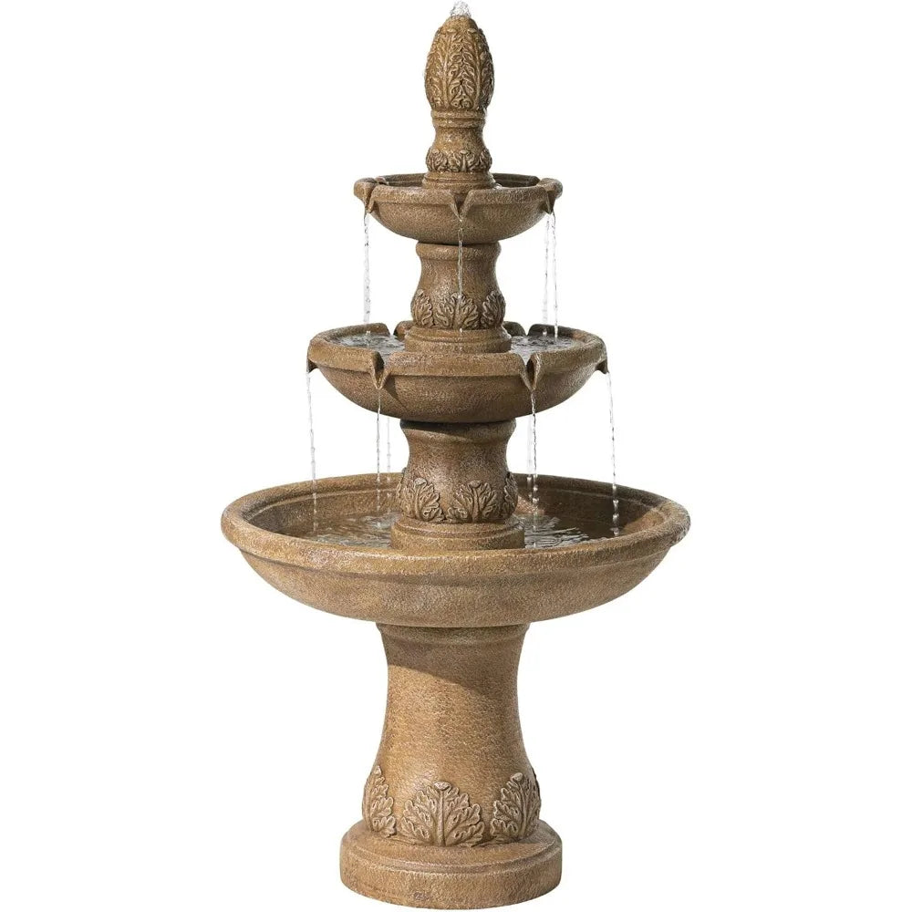 Domanico Italian Outdoor Floor Bubbler Fountain and Waterfalls 57" High 3 Tiered Basins Decor for Garden Patio Backyard Deck Hom