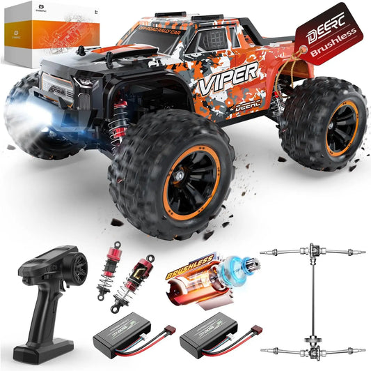 DEERC H16R 1:16 Brushless RC Car: 52KM/H, 4WD, Waterproof, Off-Road, 2 Li-ion Batteries, Gift.