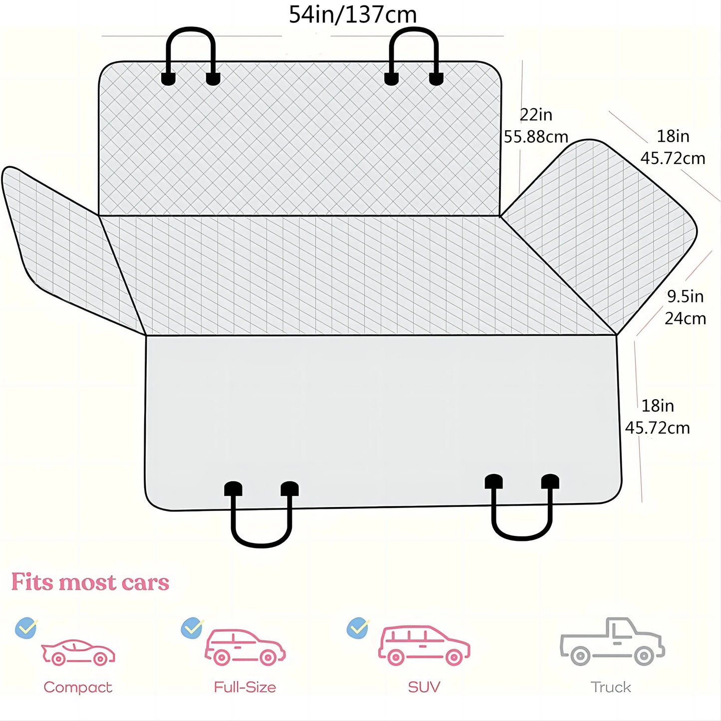 A Black Pet Car Mat With Gray Edging 100% Waterproof Stain Resistant