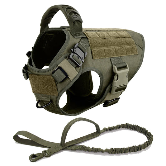 Tactical Dog Harness Leash Set for Large Dogs No Pull