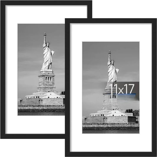 11x17 Picture Frame Black 2 Pack for Wall Gallery Display