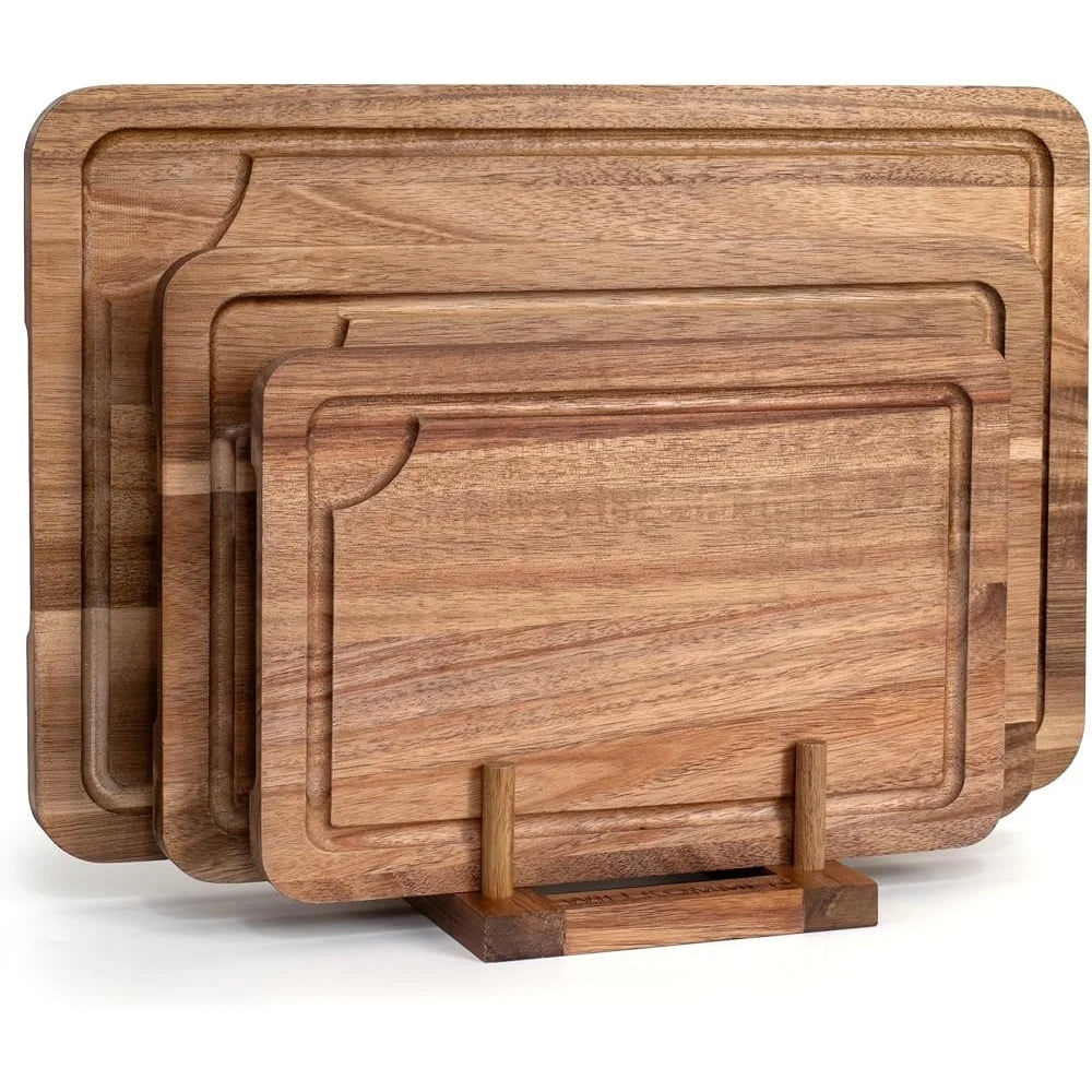Wooden Cutting Board Set of 3 Acacia Wood Kitchen Chopping Boards