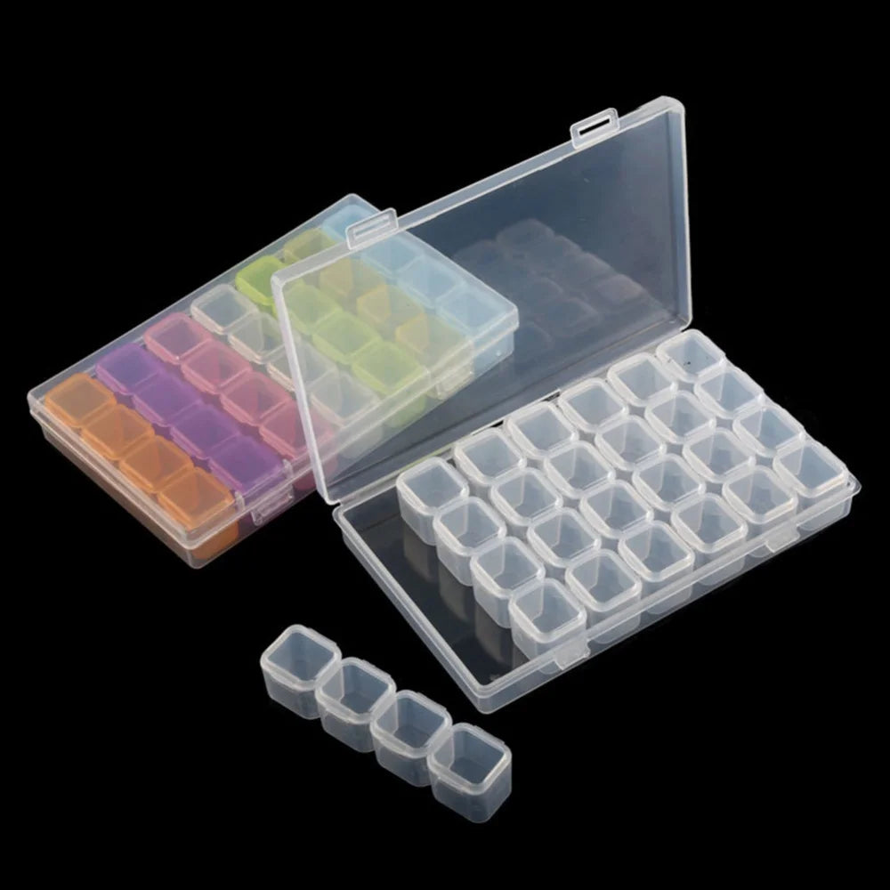 Diamond Art Painting Bead Storage 28 Grids Diamond Art Accessories Boxes Plastic Organizer Bead Organizer Container