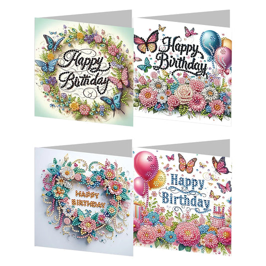 4/6/12pcs Diamond Painting Greeting Card 5D Christmas Mosaic Thank You Card Birthday Gift