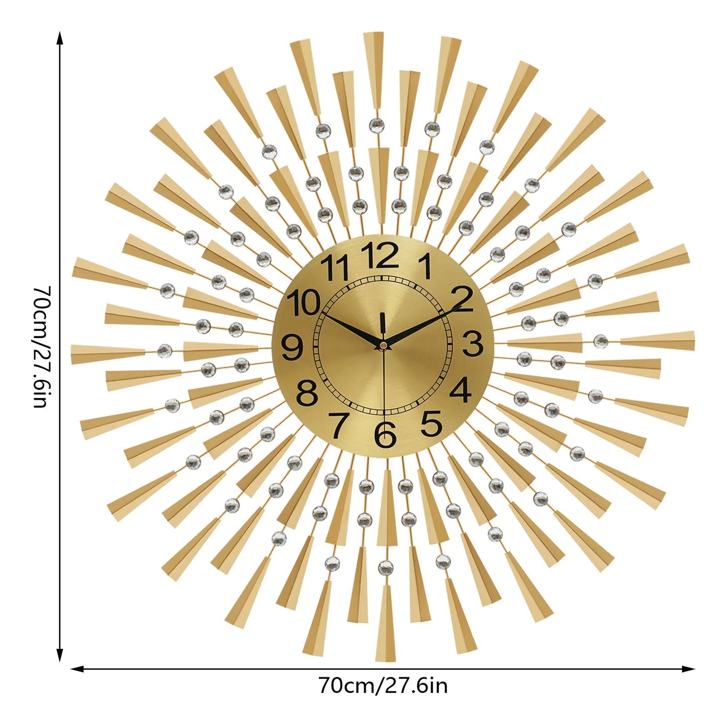 Large Wall Clocks for Living Room Decor Modern Gold Silent Wall Clock Battery Operated Non-Ticking for Bedroom Kitchen Office