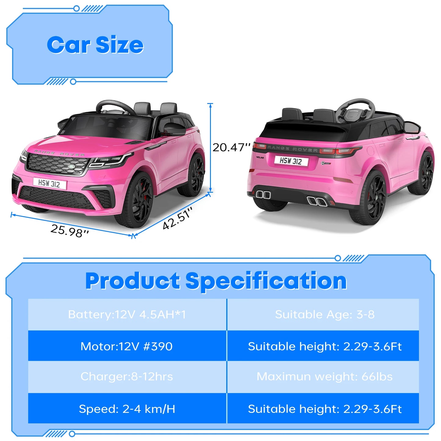 Ride On Cars For Kids Four To Eight 12V MP3 Remote Car