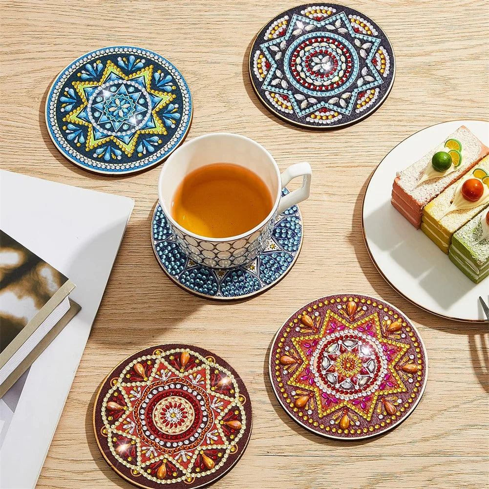 5 Pcs Diamond Art Painting Coasters Kit Mandala Pattern